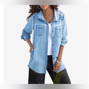 Roaman's Light Blue Denim Hoodie